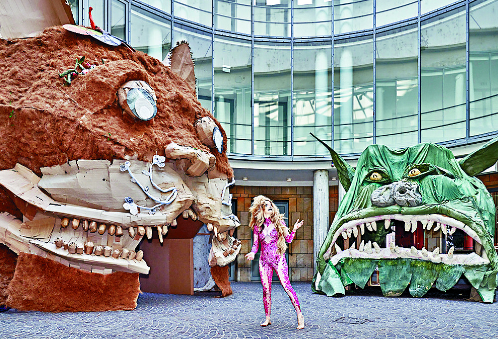 British artist Monster Chetwynd, inset, with her installation A Cat Is Not A Dog. British artist Monster Chetwynd, inset, with her installation A Cat Is Not A Dog.