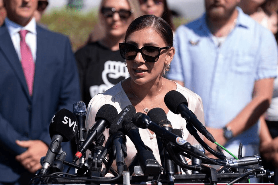 FILE - Marina Lacerda speaks during a news conference at the U.S. Capitol, Sept. 3, 2025, in Washington. (AP Photo/Jose Luis Magana, File)