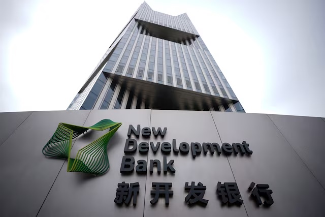 A view of logo of New Development Bank (NDB) at its headquarters in Shanghai, China July 10, 2023. REUTERS/Aly Song/File Photo