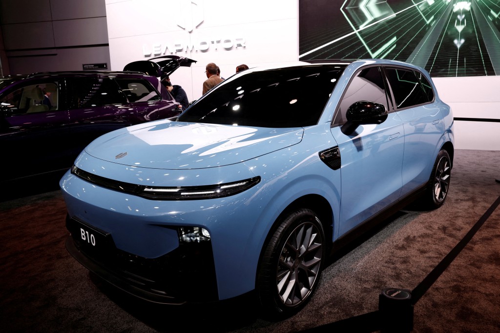 A Leapmotor B10 electric  SUV car is displayed on media day at the 2024 Paris Auto Show in Paris, France, October 14, 2024. REUTERS/Benoit Tessier/File Photo