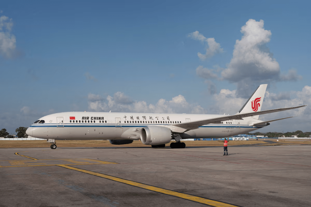 An Air China airplane lands at the Jose Marti Airport during the airline's first flight as it resumes operations to Cuba, Havana, Cuba, May 17, 2024. Alexandre Meneghini/REUTERS/Pool/File Photo