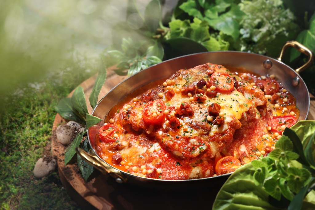 Oven-baked Sambal Chorizo Pork Collar Rice.