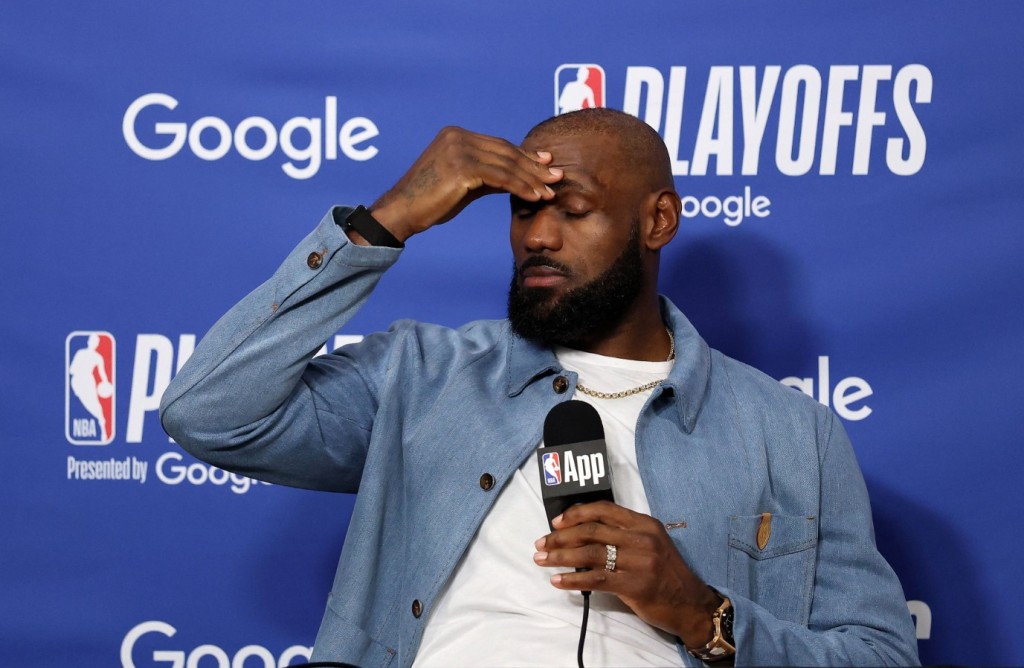 LeBron James gave little away when quizzed about his plans following the Lakers' loss. AFP
