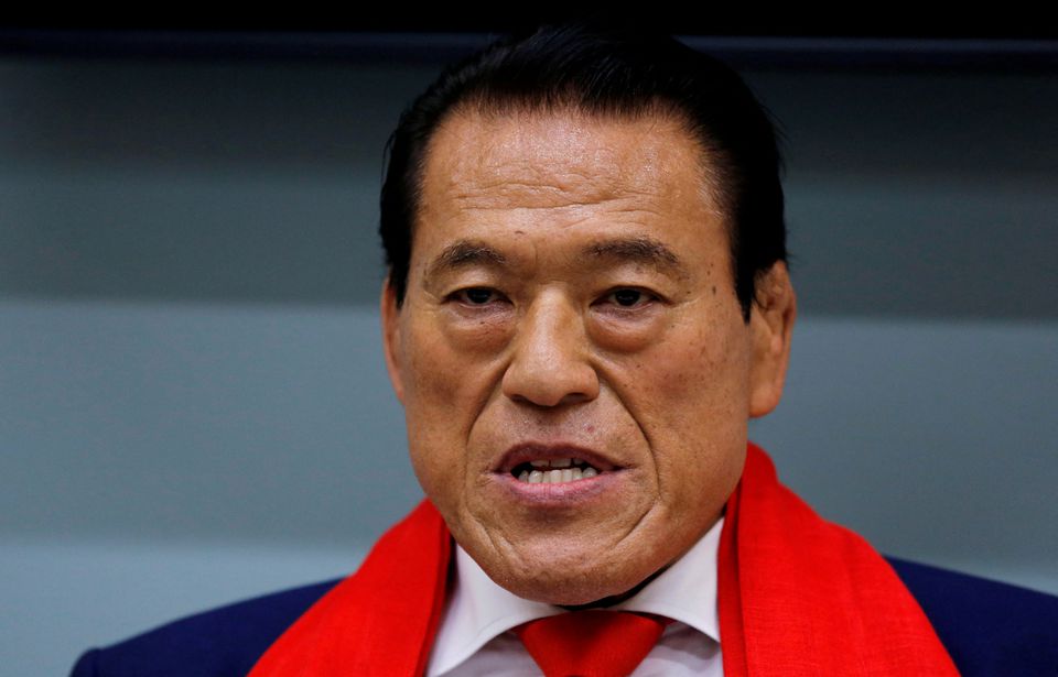 Japanese politician and former wrestling star Antonio Inoki attends a news conference after his visit to Pyongyang, North Korea. (Reuters) Japanese politician and former wrestling star Antonio Inoki attends a news conference after his visit to Pyongyang, North Korea. (Reuters)
