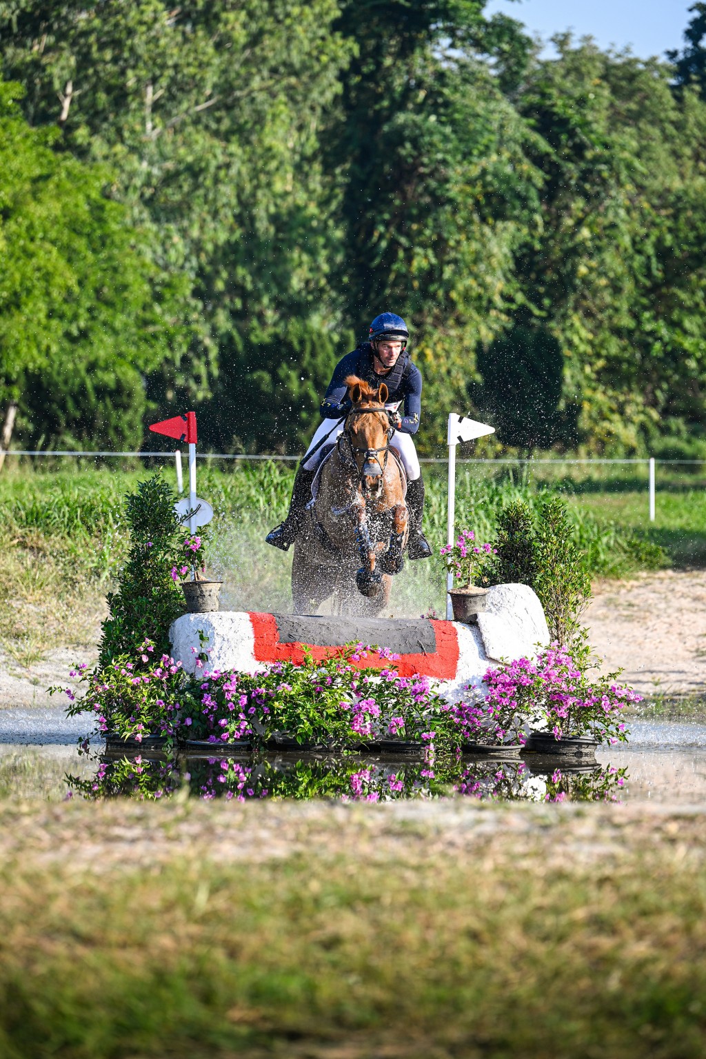 Patrick Lam, partnering Jockey Club Highdown March, won the eventing individual silver medal for Hong Kong, China.