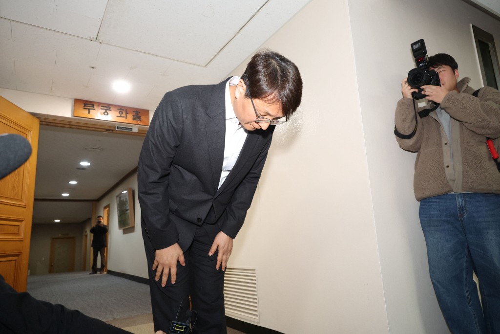 Coupang CEO Park Dae-jun makes a public apology over the breach of personal information from 33.7 million customer accounts through unauthorized data access, at the Government Complex in Seoul, South Korea, November 30, 2025. Yonhap via REUTERS 
