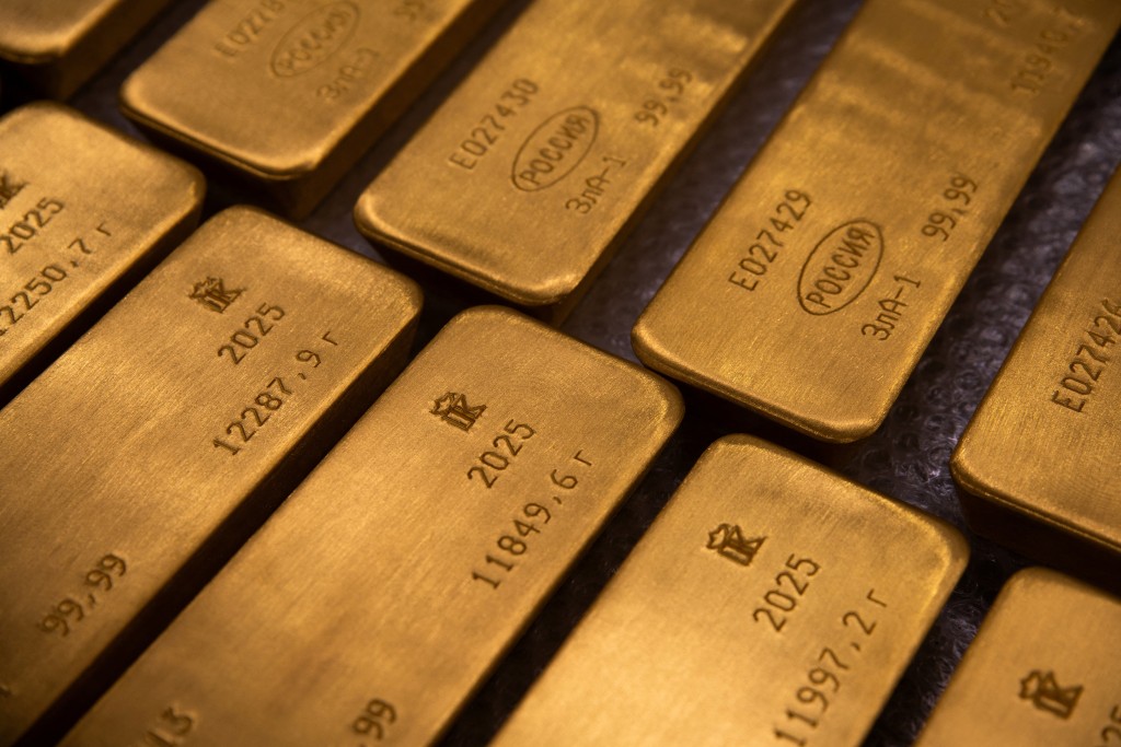 Ingots of 99.99 percent pure gold in a workroom during production at Krastsvetmet precious metals plant in the Siberian city of Krasnoyarsk, Russia, June 16, 2026. REUTERS/Alexander Manzyuk