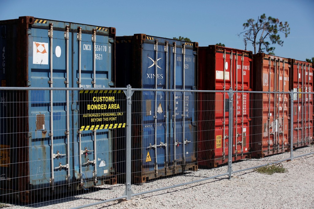 A general view of CargoNest's bonded shipping container yard, where the company manages supply chain operations, in Venice, Florida, U.S., May 20, 2025. REUTERS/Octavio Jones