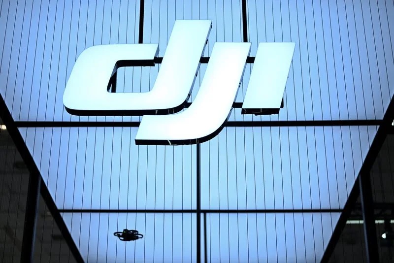 The DJI logo is displayed on the opening day of the Innovation For All (IFA), a technology and industry trade fair, in Berlin, Germany September 5, 2025. REUTERS/Annegret Hilse
