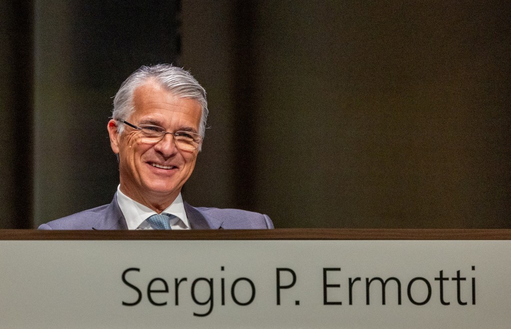 CEO of UBS Sergio Ermotti attends the Swiss Bank Annual General Meeting, one year after buying rival Swiss bank Credit Suisse, in Basel, Switzerland, April 24, 2024. REUTERS/Denis Balibouse