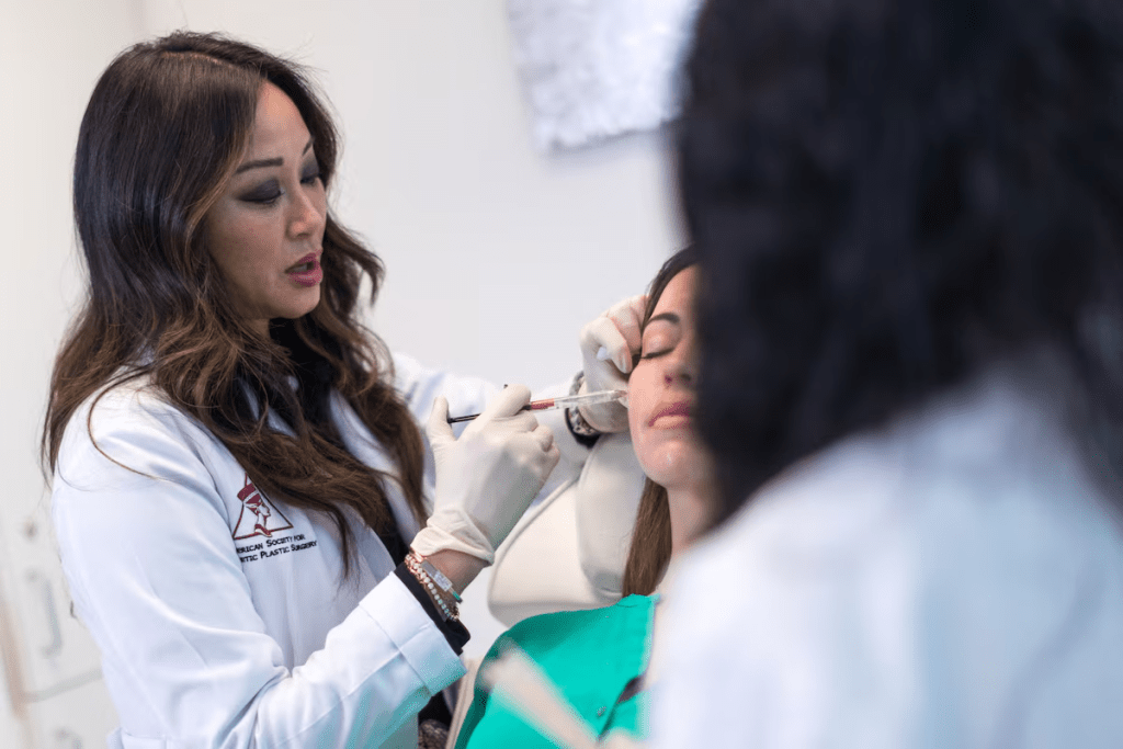 A patient receives a Sculptra injectable in Miami, Florida, US, December 2021. Galderma/Handout via REUTERS/ File Photo