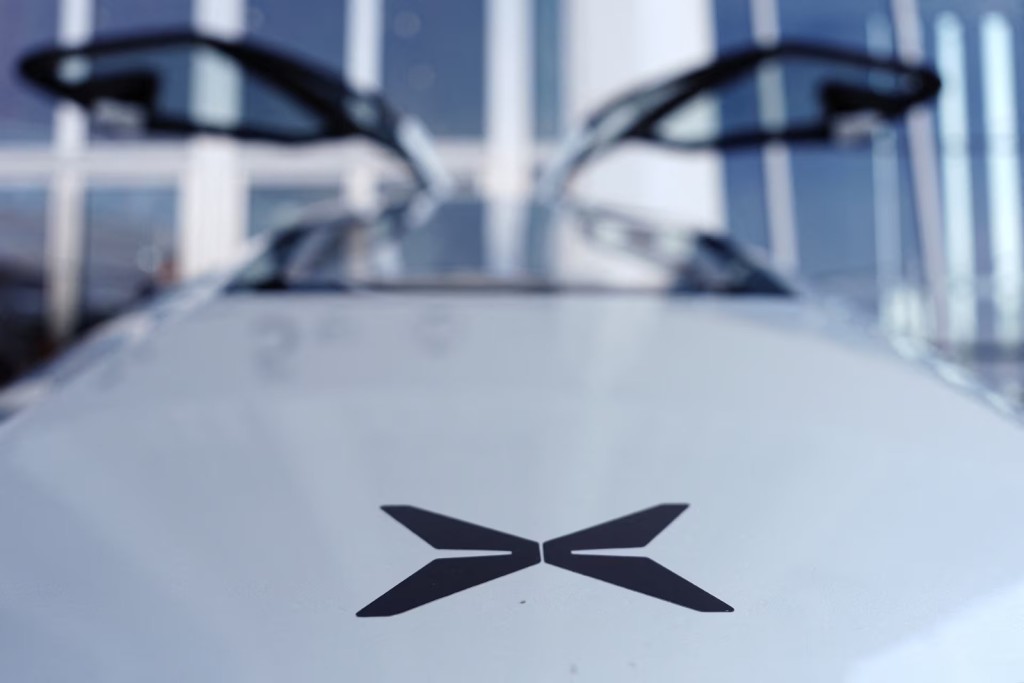 A logo of XPeng is seen on the electric flying car XPeng Voyager X2 by XPeng AeroHT, before a demonstration flight in Beijing, China June 18, 2024. REUTERS