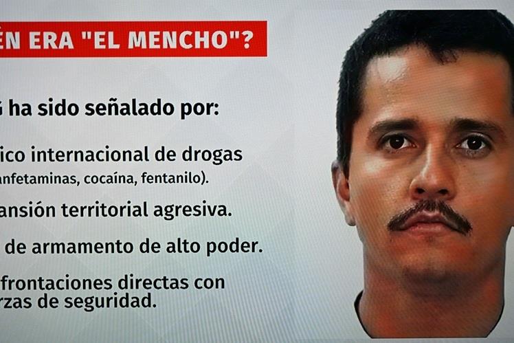 This screen shot from the Mexican TV shows an image of Nemesio Oeguera Cervantes, aka "El Mencho", leader of the Jalisco New Generation Cartel (CJNG) criminal organization, in Mexico City. AFP