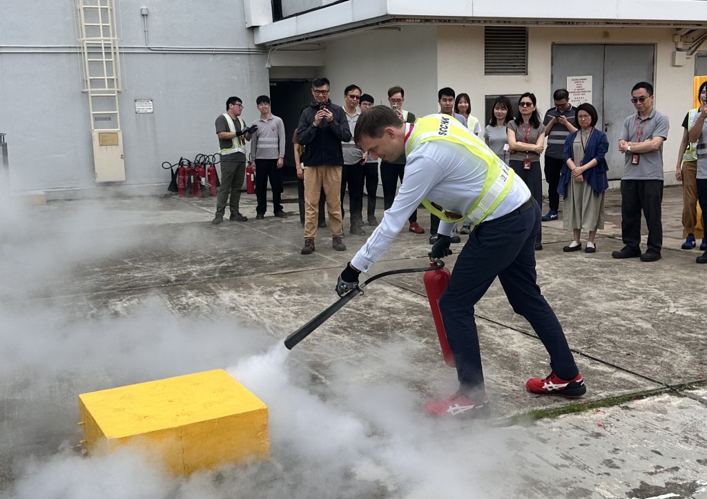 Richard Gould takes part in the company’s fire drill, stressing that safety leadership starts with management.