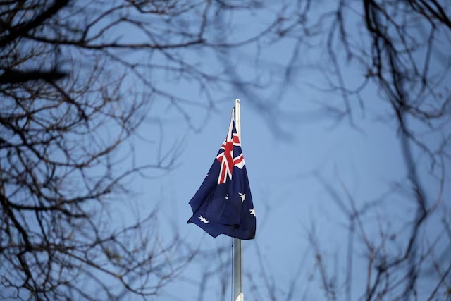 An Australian flag is pictured at its embassy in Beijing, China January 24, 2019. REUTERS/Jason Lee/File photo