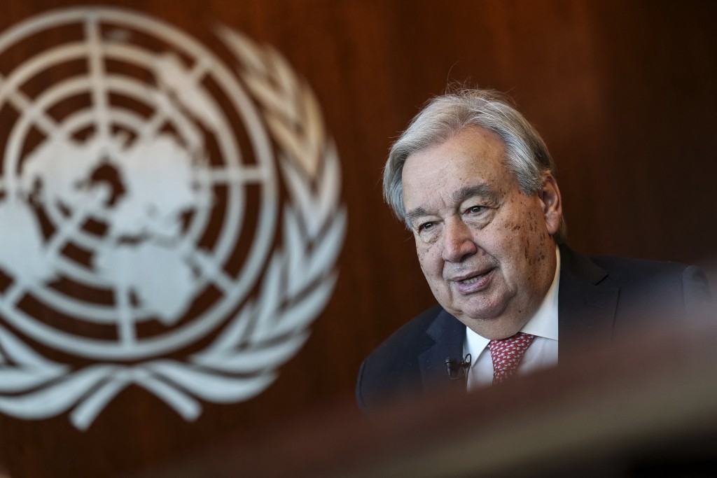 UN Secretary-General Antonio Guterres speaks during an AFP interview ahead of the 80th session of the United Nations General Assembly (UNGA 80) at UN headquarters in New York on September 19, 2025. The first day of high-level General Debate for the 80th session of the UN General Assembly will begin on September 23, 2025. (Photo by ANGELA WEISS / AFP)