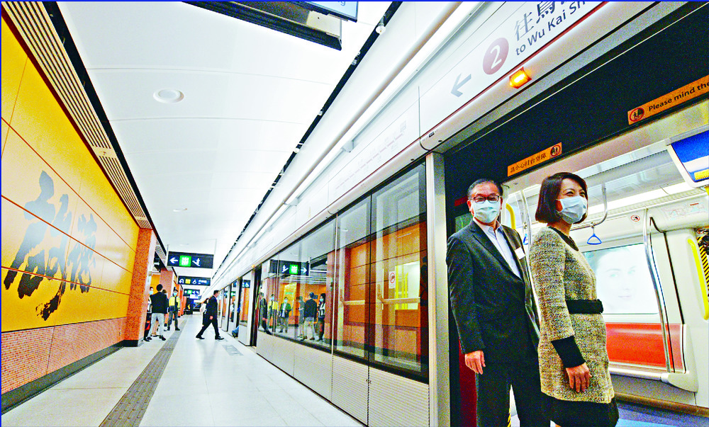 The Kai Tak and Hin Keng stations are shown off as journalists try out the trains. SING TAO The Kai Tak and Hin Keng stations are shown off as journalists try out the trains. SING TAO