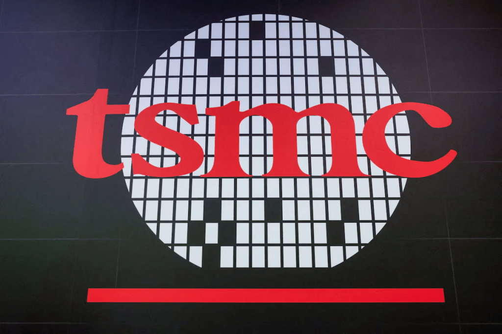 The logo of Taiwan Semiconductor Manufacturing Company (TSMC) at the company's second-quarter earnings conference in Taipei, Taiwan, July 16, 2026. REUTERS/Ann Wang/File Photo