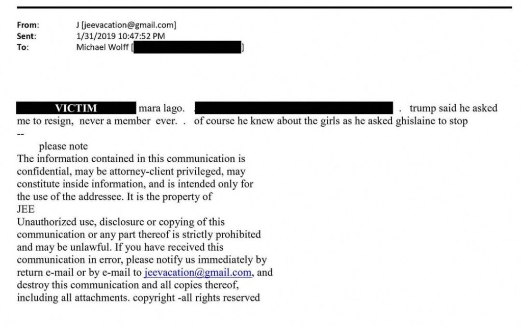 A newly released email from disgraced late financier and sex offender Jeffrey Epstein, referencing his former companion Ghislaine Maxwell and U.S. President Donald Trump, is seen in this handout image released by Democrats on the House Oversight Committee in Washington, D.C., U.S., on November 12, 2025. House Oversight Committee Democrats/Handout via REUTERS