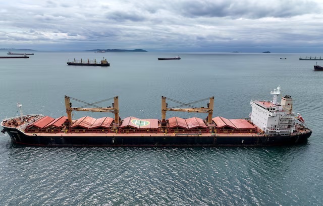 Amfitriti, a bulk carrier part of the Black Sea grain deal, and other commercial vessels wait to pass the Bosphorus strait off the shores of Yenikapi in Istanbul, Turkey, May 10, 2023. REUTERS/Mehmet Emin Caliskan/File photo Amfitriti, a bulk carrier part of the Black Sea grain deal, and other commercial vessels wait to pass the Bosphorus strait off the shores of Yenikapi in Istanbul, Turkey, May 10, 2023. REUTERS/Mehmet Emin Caliskan/File photo