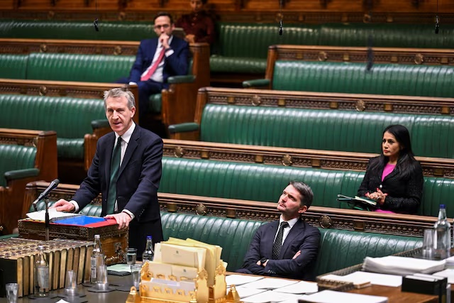 Dan Jarvis MP, The Minister of State, Home Department speaks at the House of Commons in London, Britain, November 18, 2025. ©House of Commons/Handout via REUTERS