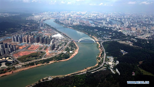 Yongjiang River in Nanning city in Guangxi. Yongjiang River in Nanning city in Guangxi.