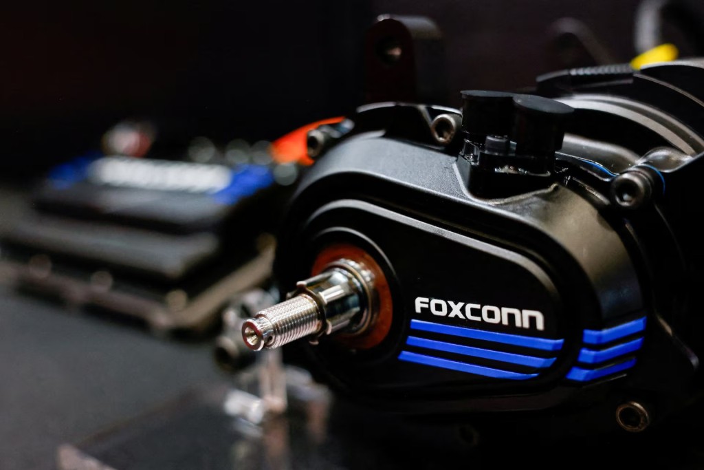 A Foxconn electric two-wheeler powertrain system is displayed at Foxconn?s annual tech day in Taipei, Taiwan October 8, 2024. REUTERS
