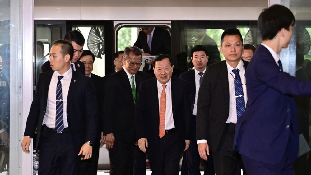 Xia was received by Chief Executive John Lee Ka-chiu and Financial Secretary Paul Chan Mo-po when his motorcade arrived at the government headquarters in Tamar on Monday morning.