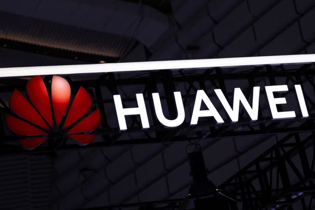 A sign of Huawei is displayed at the company's booth at the expo of the World Internet Conference in Wuzhen town of Tongxiang city, Zhejiang province, China November 8, 2025. REUTERS/Tingshu Wang/File Photo