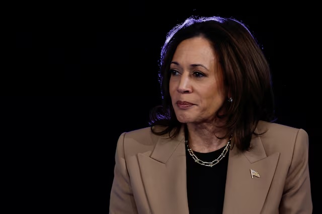 U.S. Vice President and Democratic presidential nominee Kamala Harris participates in a town hall presented by Spanish-language network Univision at University of Nevada, Las Vegas, Nevada, U.S., October 10, 2024. REUTERS/Evelyn Hockstein