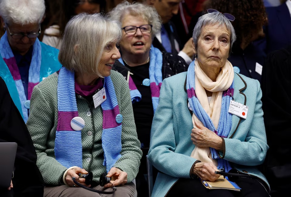 Rosmarie Wyder-Walti and Anne Mahrer, of the Swiss elderly women group Senior Women for Climate Protection, attend the hearing of the court for the ruling in the climate case Verein KlimaSeniorinnen Schweiz and Others v. Switzerland, at the European Court of Human Rights (ECHR) in Strasbourg,, France April 9, 2024. (Reuters) Rosmarie Wyder-Walti and Anne Mahrer, of the Swiss elderly women group Senior Women for Climate Protection, attend the hearing of the court for the ruling in the climate case Verein KlimaSeniorinnen Schweiz and Others v. Switzerland, at the European Court of Human Rights (ECHR) in Strasbourg,, France April 9, 2024. (Reuters)