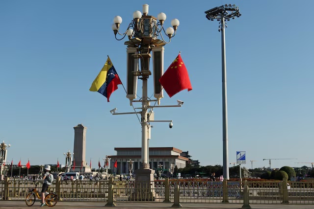Flags of Venezuela and China flutter over Tiananmen Square during Venezuelan President Nicolas Maduro's visit, in Beijing, China September 12, 2023. REUTERS/Florence Lo/File Photo 