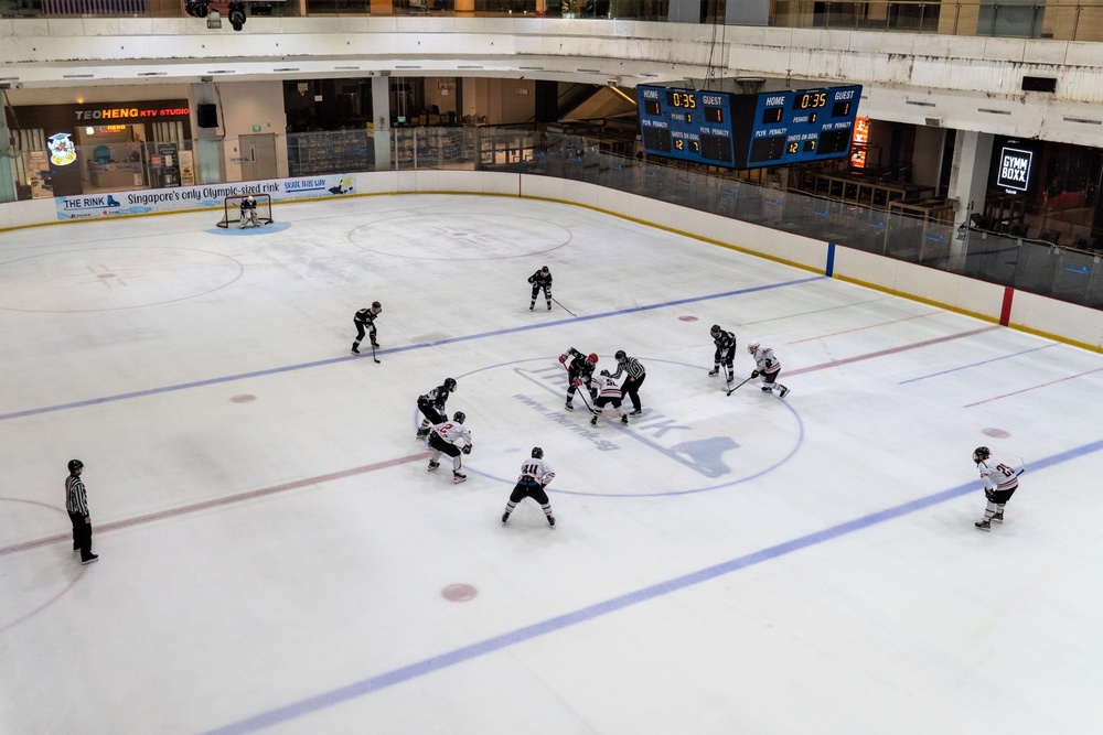 Ice hockey players are in action at The Rink in Singapore’s JCube mall, which will be demolished in August. (Bloomberg) Ice hockey players are in action at The Rink in Singapore’s JCube mall, which will be demolished in August. (Bloomberg)