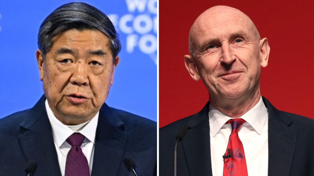 He Lifeng (left) John Healey (right)