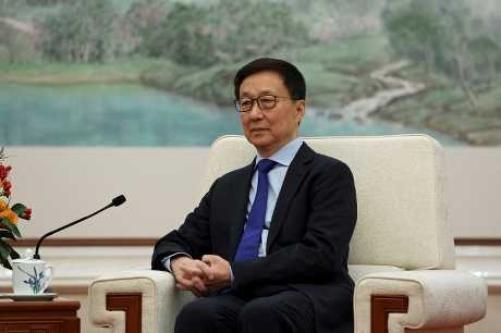 FILE PHOTO: Chinese Vice President Han Zheng attends a meeting with Britain's Chancellor of the Exchequer Rachel Reeves (not pictured) at the Great Hall of the People in Beijing, China January 11, 2025. REUTERS FILE PHOTO: Chinese Vice President Han Zheng attends a meeting with Britain's Chancellor of the Exchequer Rachel Reeves (not pictured) at the Great Hall of the People in Beijing, China January 11, 2025. REUTERS
