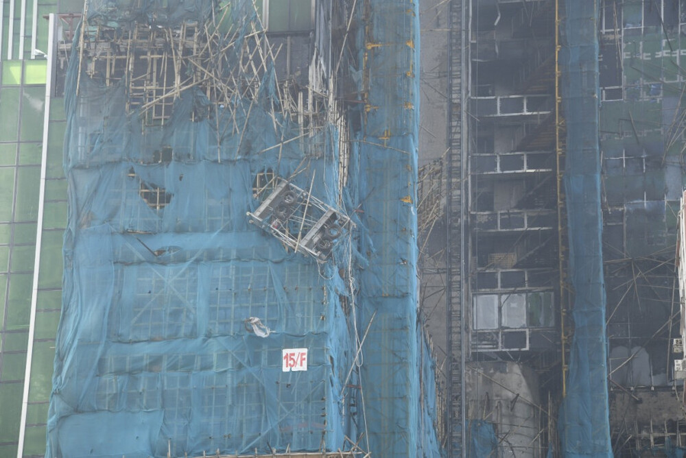 Firefighters would be checking the building to see if its outer walls and remaining scaffolding are structurally sound.
