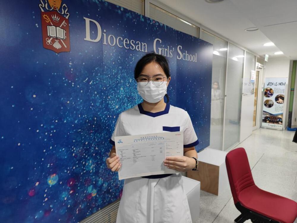 Top scorer Sin Ka-long from Diocesan Girls’ School.