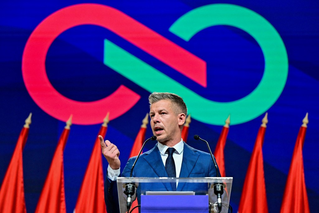 Peter Magyar, leader of the opposition Tisza Party, speaks during a press conference a day after the parliamentary election, in which Hungarian Prime Minister Viktor Orban conceded defeat, Budapest, Hungary, April 13, 2026. (Reuters)