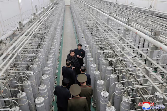 North Korean leader Kim Jong Un visits the country's nuclear material production base and nuclear weapons institute, at an undisclosed location in North Korea, in this photo released by North Korea's official Korean Central News Agency on January 29, 2025. KCNA via REUTERS /File Photo