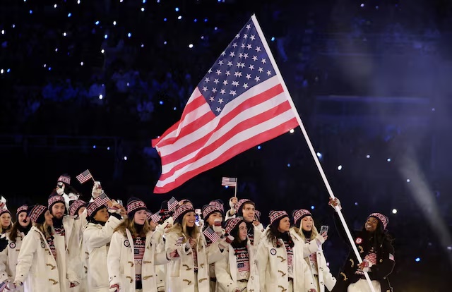 Milano Cortina 2026 Olympics - Opening Ceremony - San Siro Stadium, Milan, Italy - February 06, 2026. Flagbearer Erin Jackson of United States in the athletes parade during the opening ceremony REUTERS/File Photo