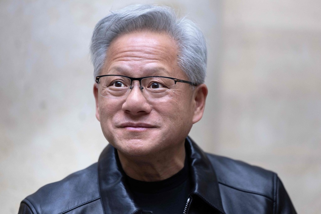 Jensen Huang looks on during a press briefing in Paris on October 13, 2026. AFP
