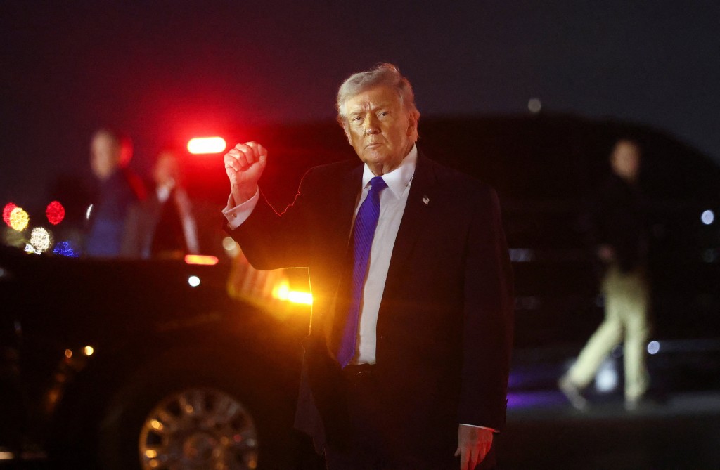 U.S. President Donald Trump gestures after disembarking Air Force One at Palm Beach International Airport in West Palm Beach, Florida, U.S., March 13, 2026. (Reuters)