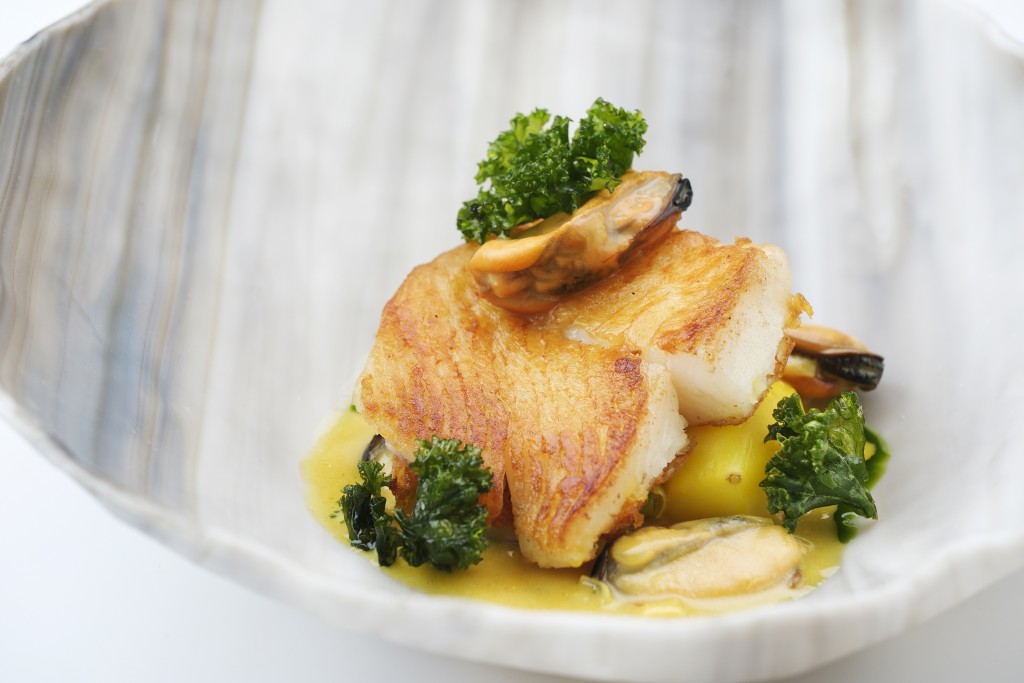 Halibut with Fresh Mussels.