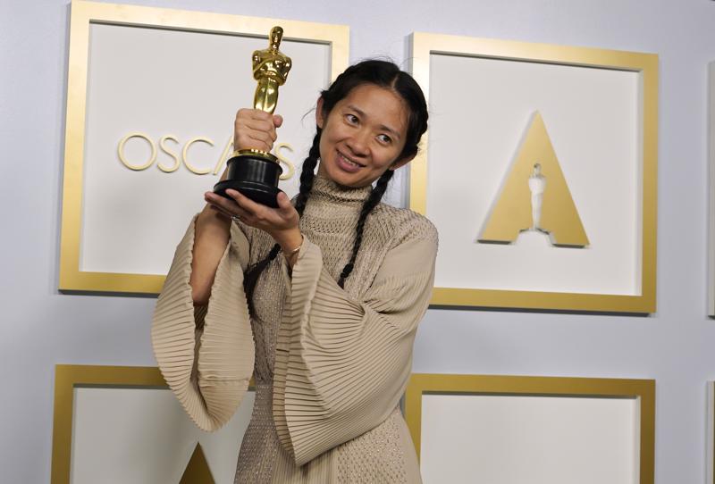 Chinese-American film director and producer Chloe Zhao, wins the award for best picture for Nomadland at the Oscars on Sunday, April 25, 2021, at Union Station in Los Angeles. Chinese-American film director and producer Chloe Zhao, wins the award for best picture for Nomadland at the Oscars on Sunday, April 25, 2021, at Union Station in Los Angeles.
