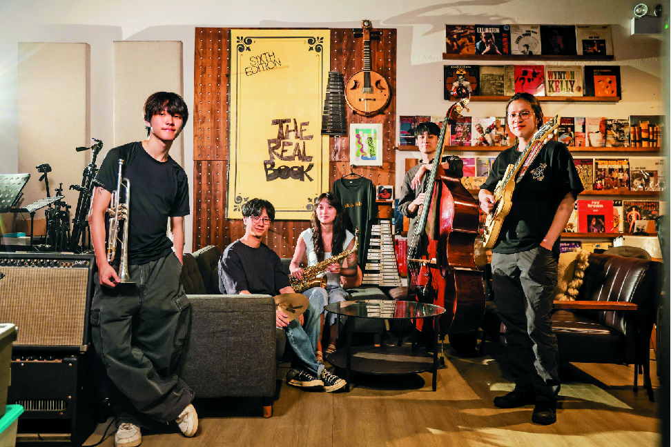 From left, Miles Kobayashi, Jerry, Bea Lagrisola, Chun, and the band's guitarist Justin.
