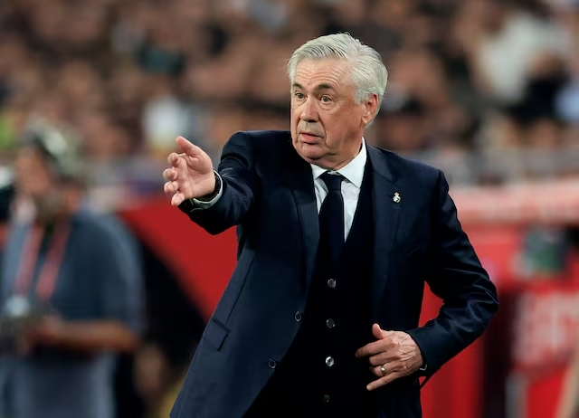 Real Madrid coach Carlo Ancelotti reacts. (Reuters)