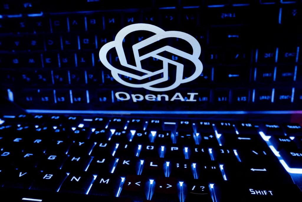 A keyboard is placed in front of a displayed OpenAI logo in this illustration taken February 21, 2023. REUTERS/Dado Ruvic/Illustration/File Photo