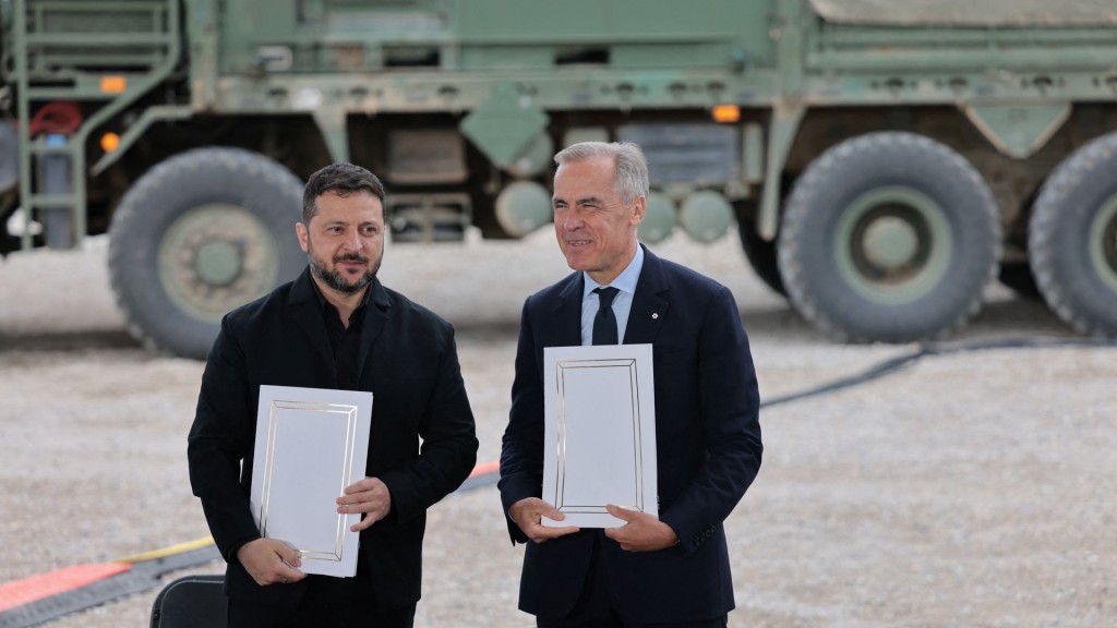 Canada's Prime Minister Mark Carney and Ukraine's President Volodymyr Zelensky. Reuters