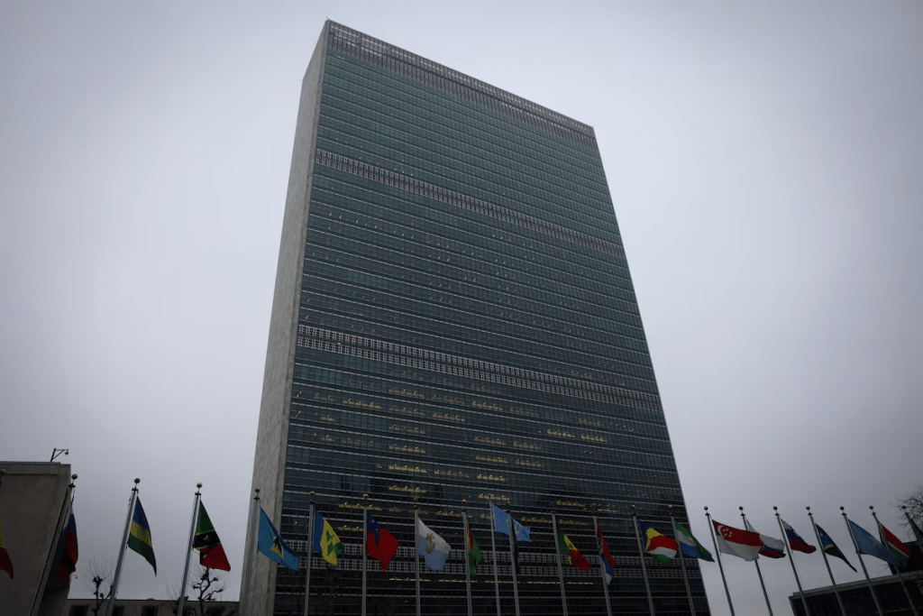 The United Nations building is pictured ahead of a General Assembly meeting in New York City, New York, U.S., February 23, 2023. REUTERS/Mike Segar