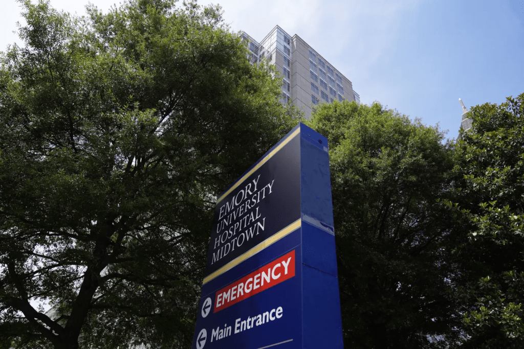 Emory University Hospital Midtown is seen on Thursday, May 15, 2025, in Atlanta. (AP Photo/Brynn Anderson)